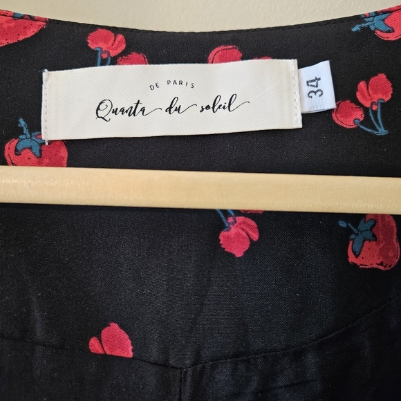 Quanta Du Soleil De Paris Boho Feminine Mini Dress Black Cherry Sz 34 XS - Picture 15 of 15